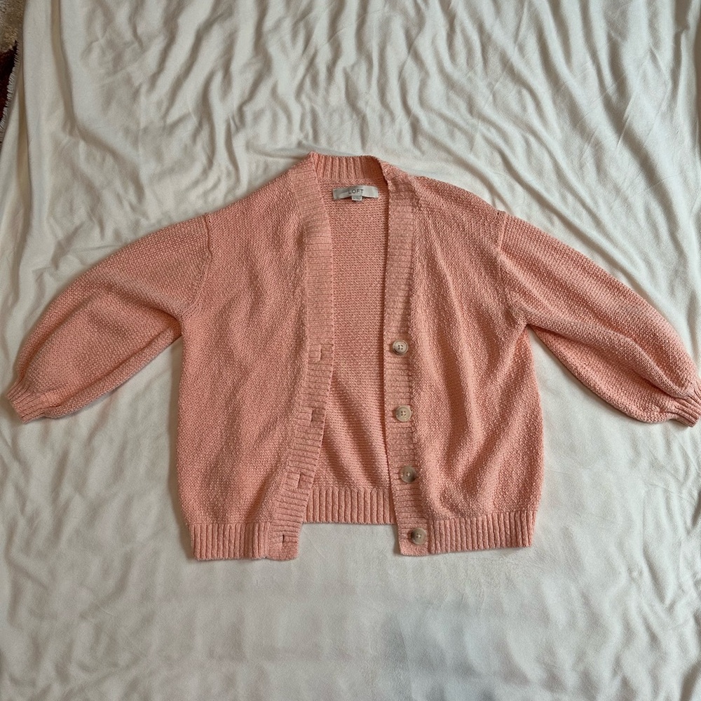 LOFT Peah Cardigan Sweater with Long Sleeves and Cropped Length